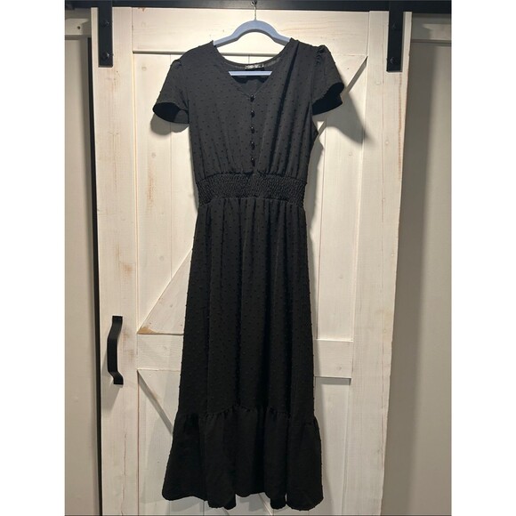 Amazon Dresses & Skirts - Amazon Fashion Smocked-Waist Black Maxi Dress with Ruffle Hem Large